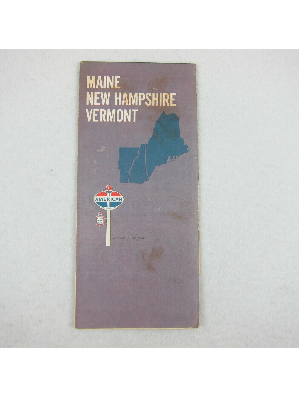 Vintage 1965 American Oil Road Map Maine, New Hampshire & Vermont